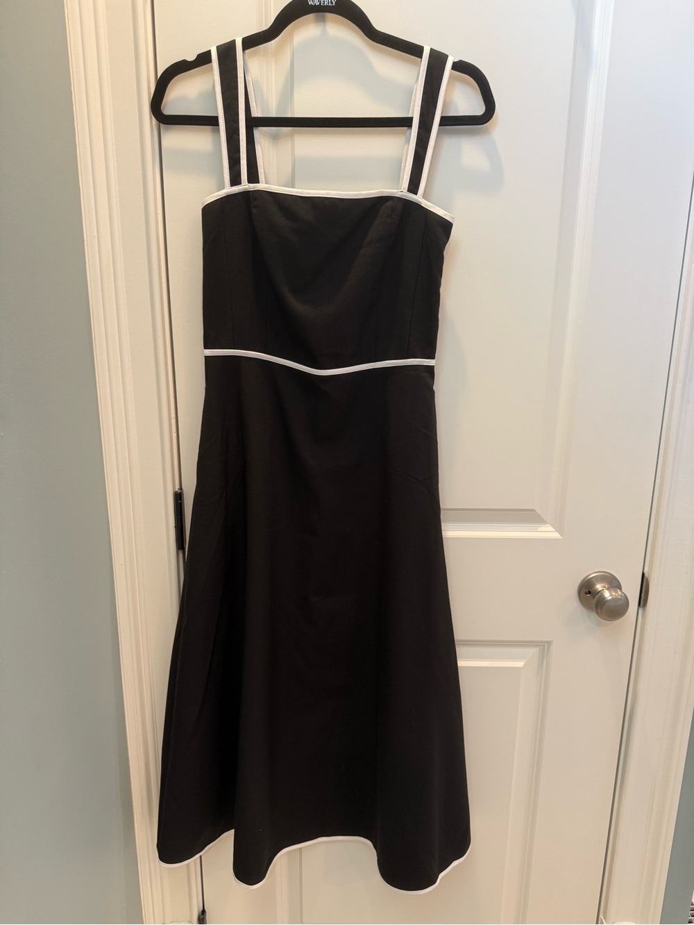 Edit by nine Black Midi Dress with White Piping Straps